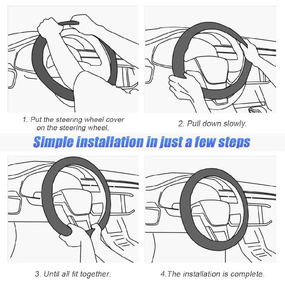 Car Steering Wheel Cover, 15 Inch Anti-Slip Steering Wheel Protector, Carbon Fiber & Microfiber PU Leather Steering Wheel Cover For Women And Men,