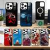 Inuyasha Silhouette Katana Rouge Anime Coque de Téléphone Pour iPhone17,16,15,14,13,12,11 Plus,Pro Magnétique Pour Magsafe Chargement Sans Fil