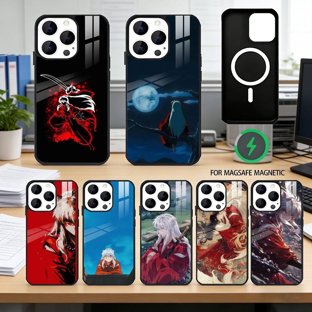 Inuyasha Silhouette Red Katana Anime Phone Case For iPhone17,16,15,14,13,12,11 Plus,Pro Magnetic For Magsafe Wireless Charging
