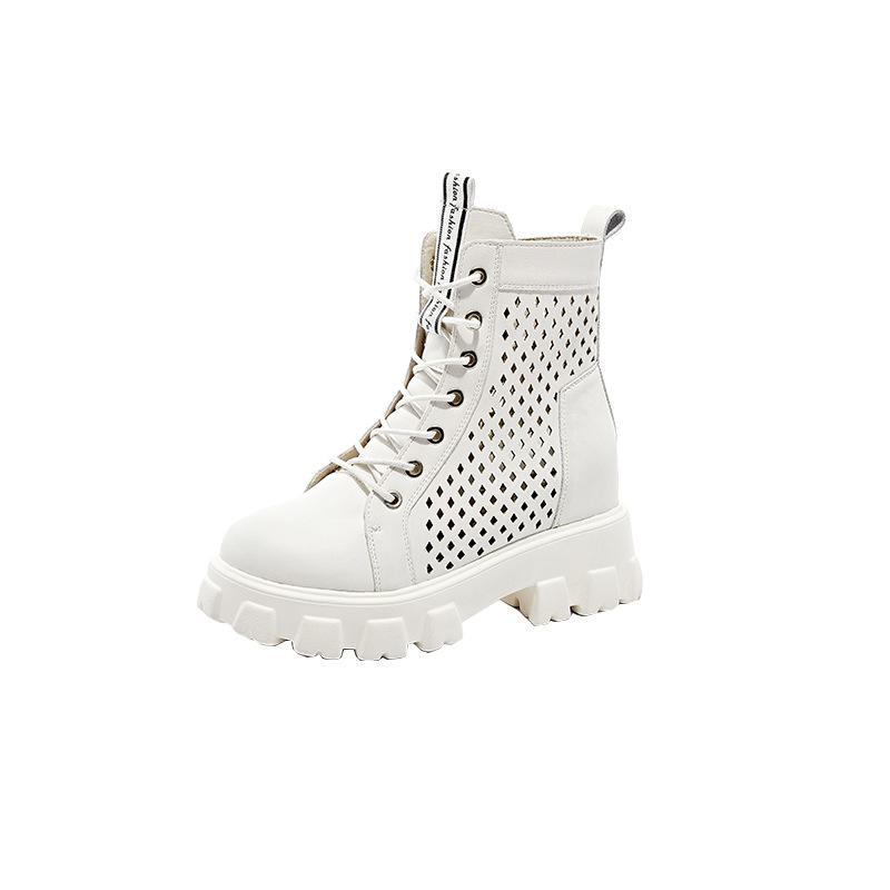 

Кожаные ботинки Мартин маленького размера с перфорацией, женские, на платформе с внутренней высотой, женские кожаные ботинки, повседневные, на молнии, женская обувь 40