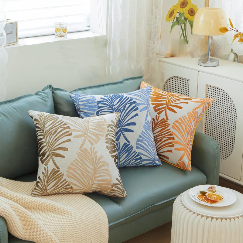 Palm Tree Leaf Decorative Throw Pillow Cases Cotton Linen Fabric Jacquard Cushion Cover
