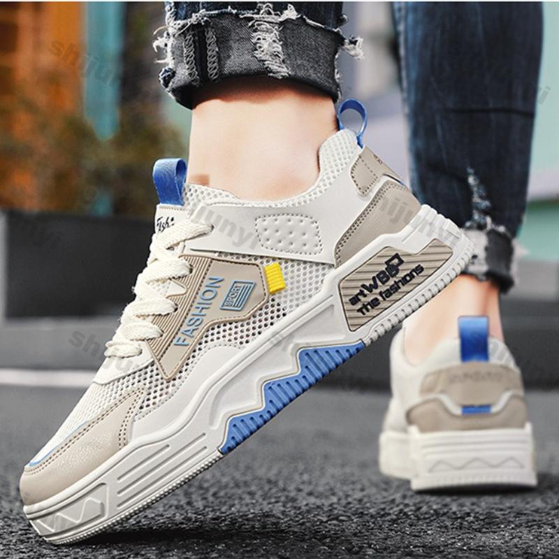 Mode Herrenschuhe 2025 Frühling Herbst Neue Mode Komfort Höhenzunahme Schnürschuhe Atmungsaktives Mesh Rutschfeste Plateausneaker
