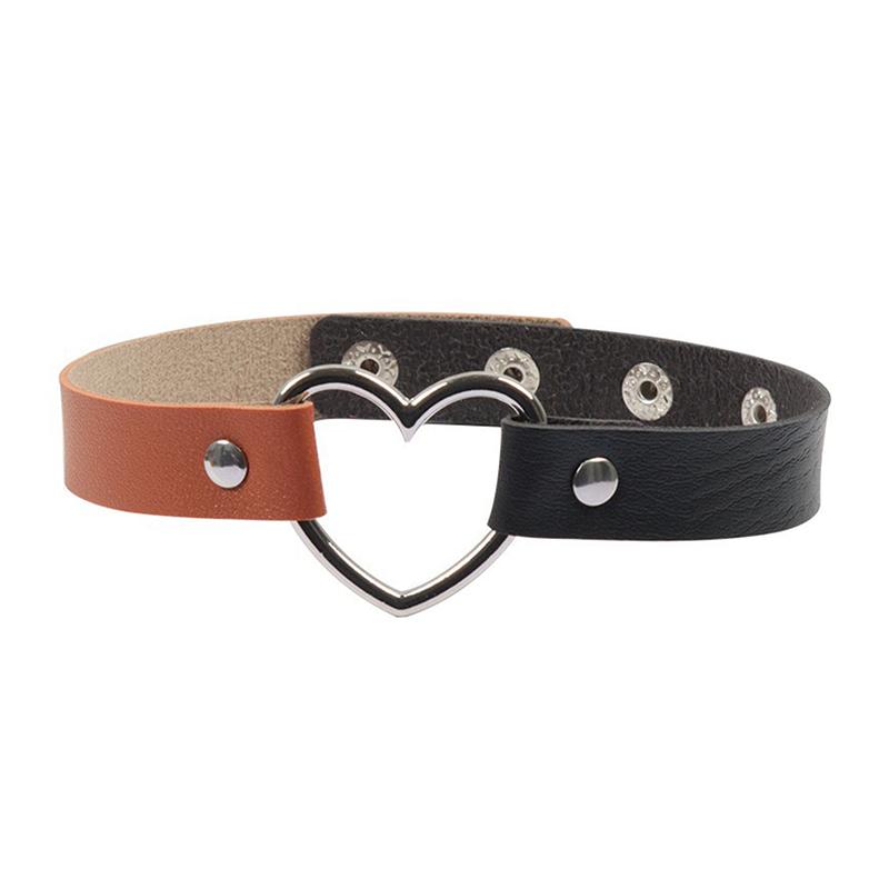 Black Multi Color Punk Collar Necklace Sexy Pu Leather Heart Lock Key Spike Choker For Women Gothic Cosplay Party Jewelry
