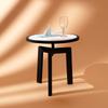 Round Marble Table with Tripod Legs – Modern Side Table with Black Metal Base