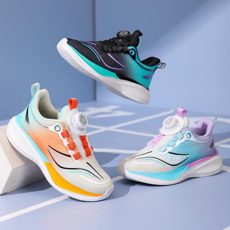 Children's sports shoes 2025 autumn new boys and girls middle-aged and older children rotating button breathable soft-soled running shoes