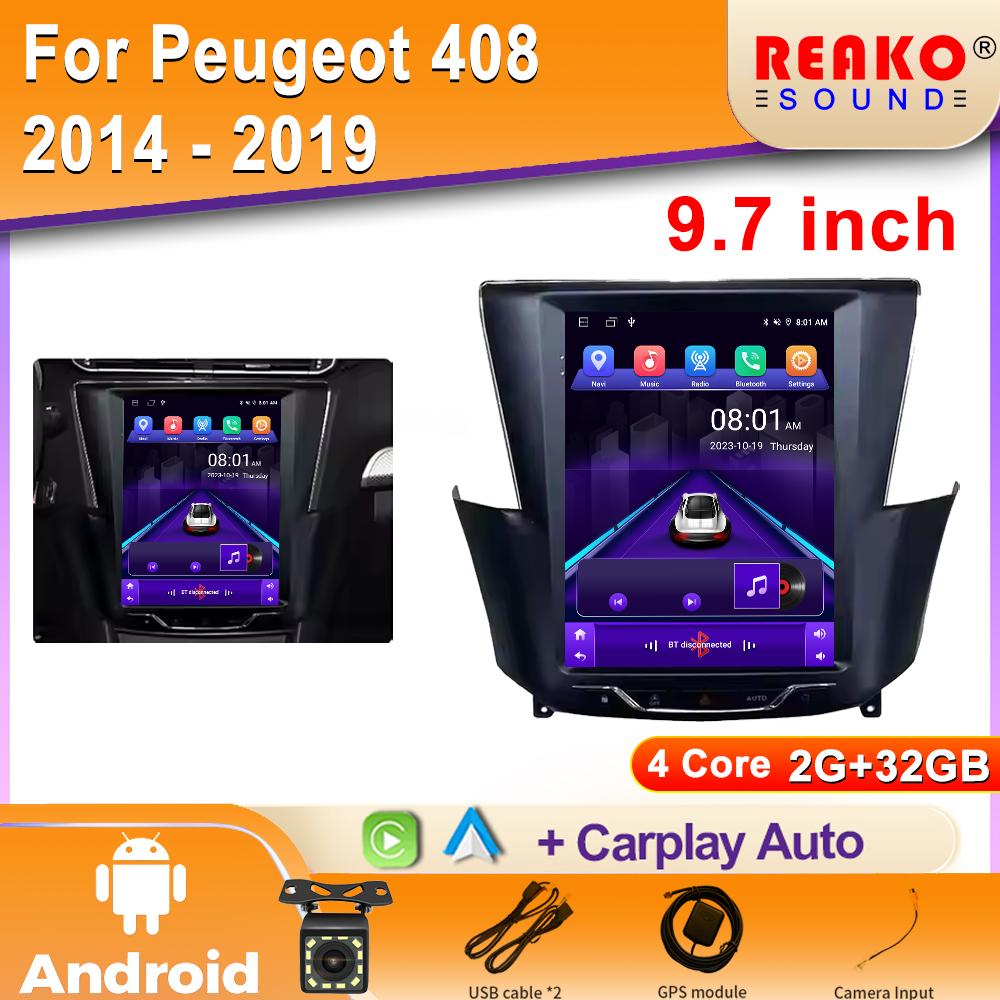 

9,7 дюйма для Peugeot 408 2014 - 2019 автомобильный радиоприемник головное устройство мультимедиа видеоплеер GPS навигация Android Auto WIFI BT 2din DVD 4 core 2GB+32GB carplay