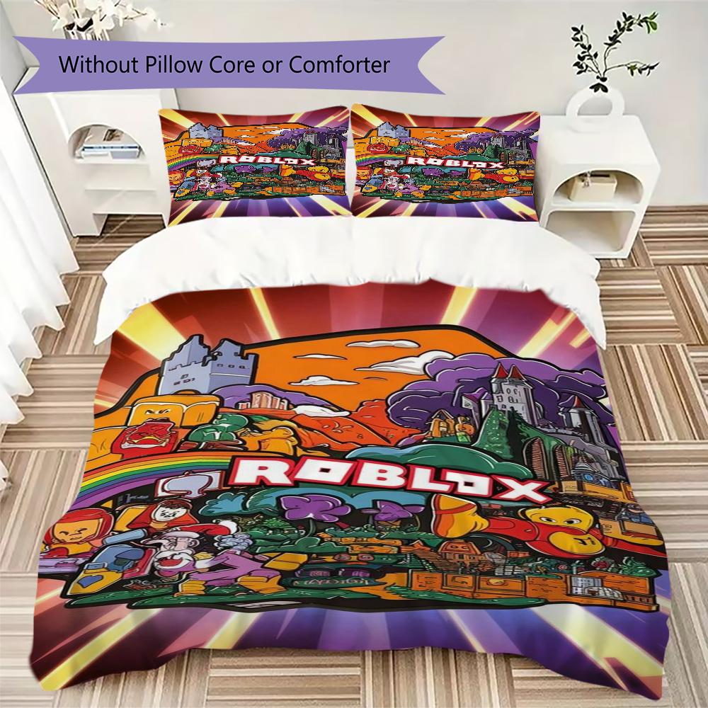 Roblox game Pattern Bedding,Quilt Set Quilt Cover Pillowcase Home Birthday Gift(1 * duvet cover + 2 * pillowcase, without core)_lx