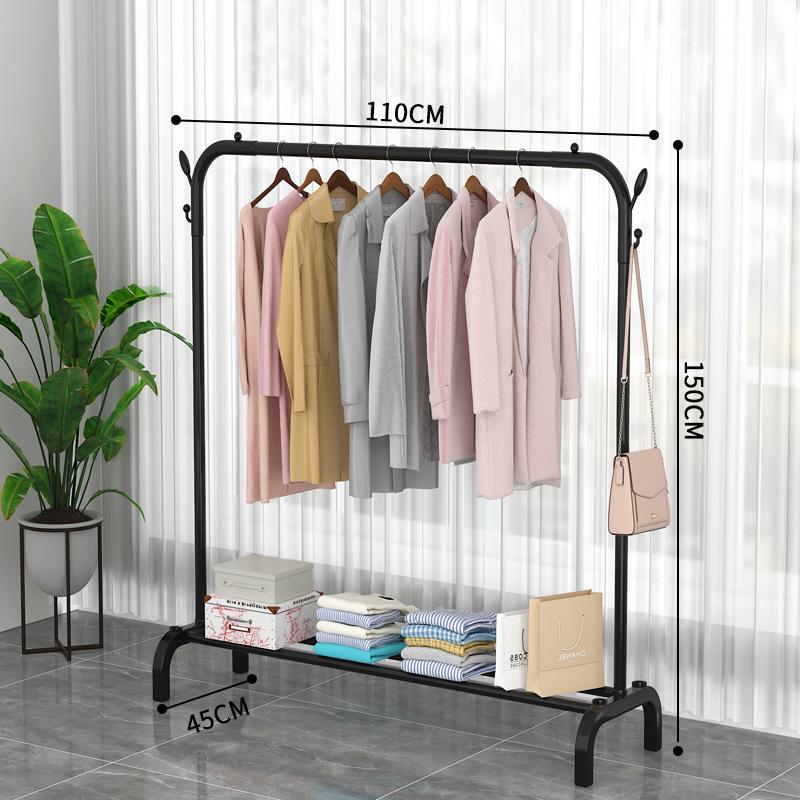 Indoor Double-Rod Floor-Standing Clothes Rack for Balcony or Bedroom