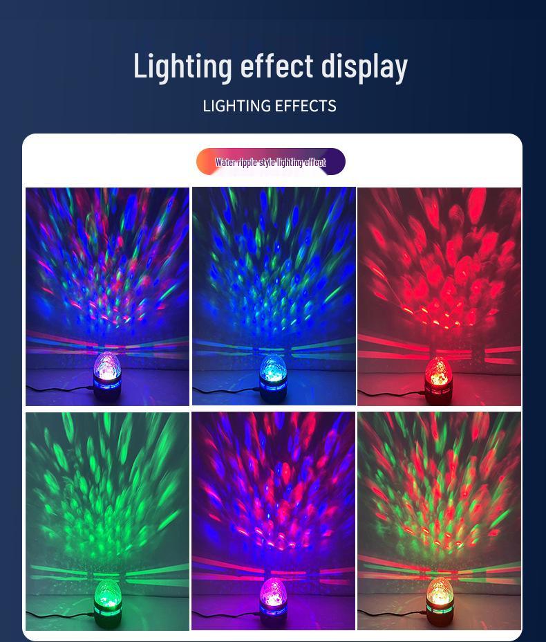 Multicolor Rotating Starry Sky Projection Lamp with Water Ripple Effect
