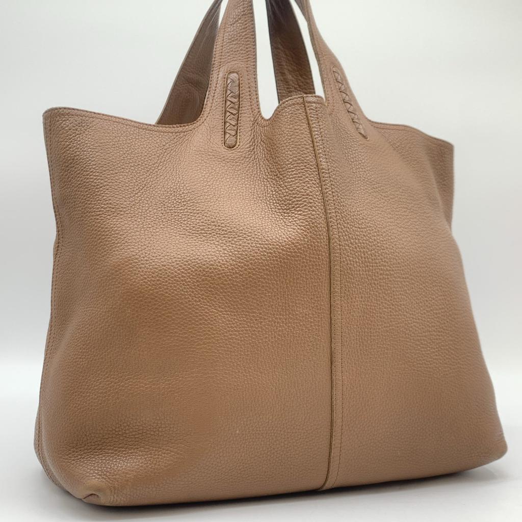 BOTTEGA VENETA Eneta Intrecciato Tote Bag Genuine Leather Brown A4 Size Large Capacity Unisex Women Men 145166