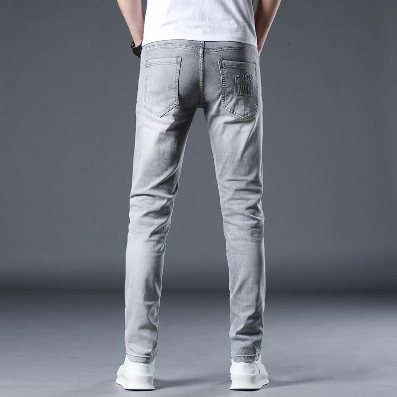 New Summer Jeans Slim Soot Ash Feet Stretch Casual Long Pants for Men