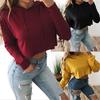 Damen Kordelzug Kapuzenpullover Oberteile Sexy Langarm Damen Mädchen Einfarbig Pullover Crop Hoodie Oberteile