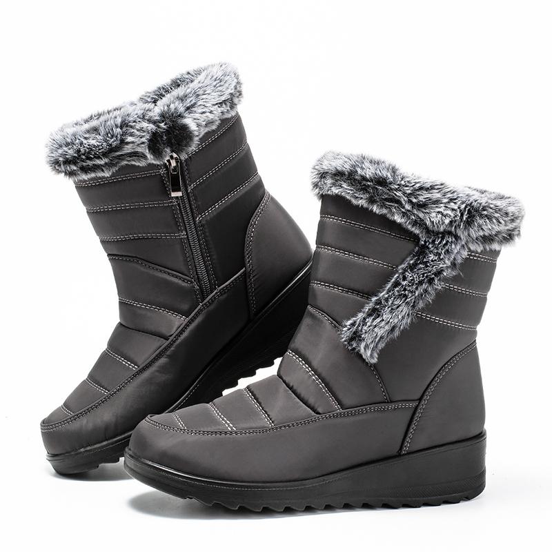 Waterproof Platform Snow Boots for Women Faux Fur Short Plush Ankle Boots Woman Plus Size Non-Slip Winter Shoes Female 44