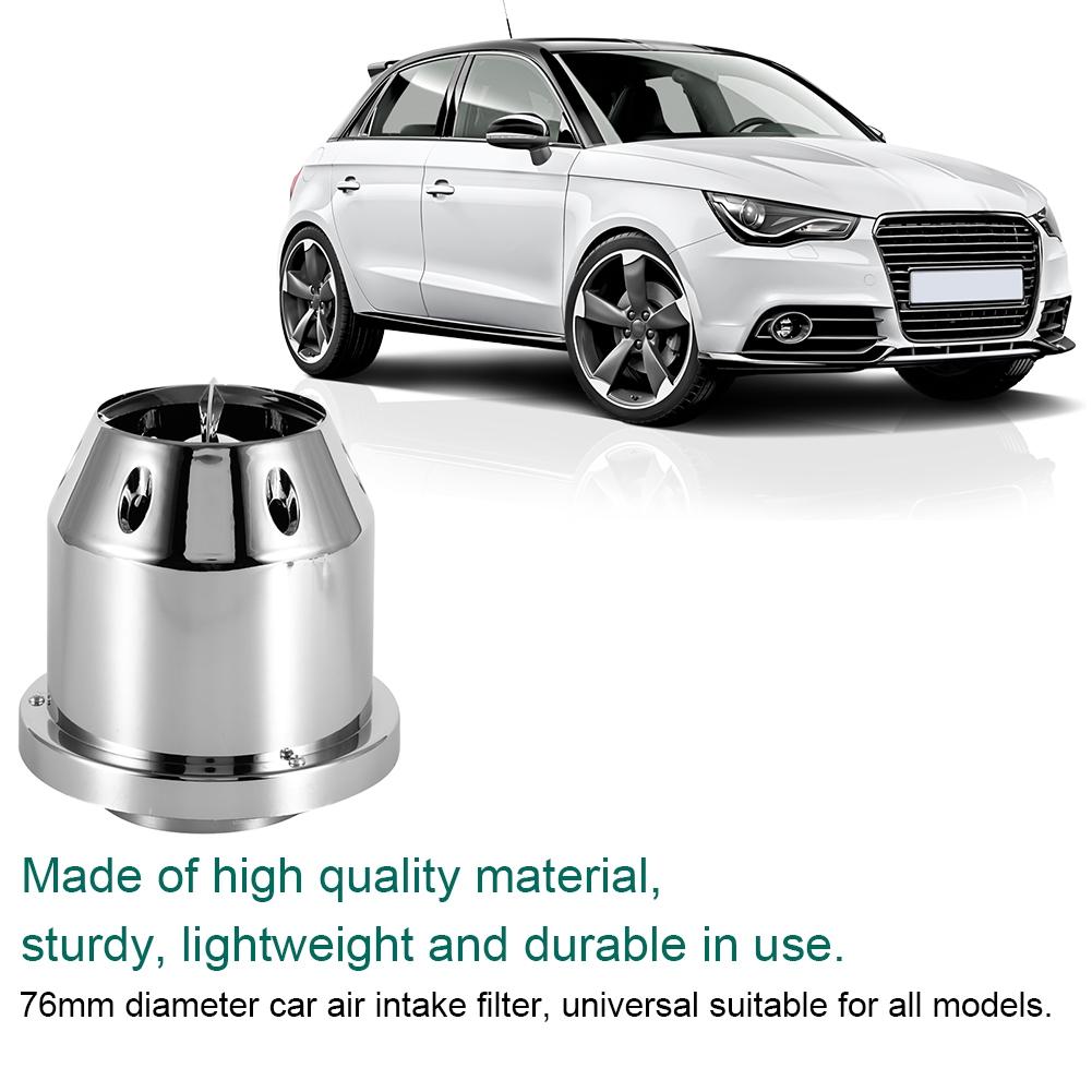Universal 76mm Car Modification High Flow Inlet Air Intake Air Filter Cleaner (Silver)