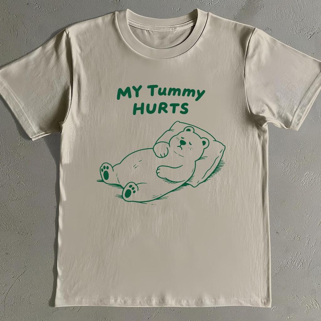 My Tummy Hurts Shirt - Funny Bear Meme Tee - Unisex Cotton Tshirt