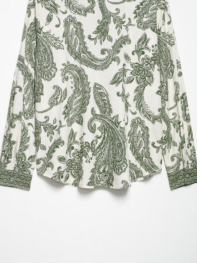 2025 Spring Women's European & American Style Floral Long Sleeve Shirt and Skirt Set