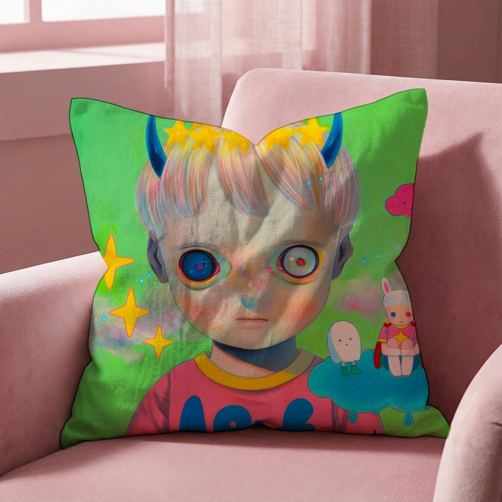 H-Hikari Shimoda IllustrationS Cushion Cover Multi-Scene Pillow Cover for Home & Car - Reversible, Soft & Durable for Daily Use