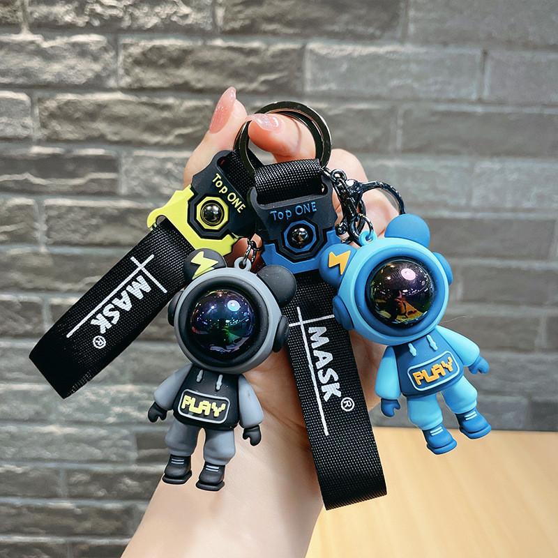 Colorful Play Lightning Bear Keychain Resin Material Cute Cartoon Gift Style