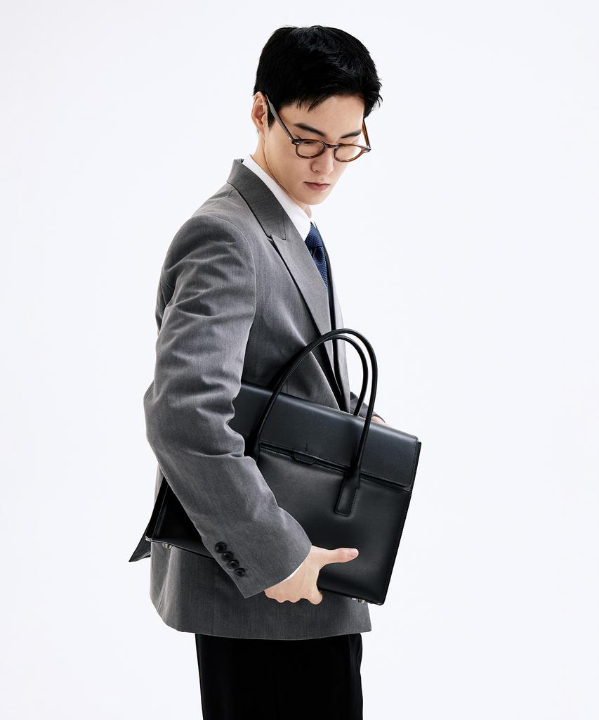 Bedford11Th Laptop Storage Poly Gun Top Handle Business Leather Tote Black