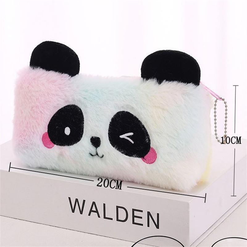 New Plush Gradient Panda Pencil Case Cute Cartoon Storage with Large Capacity Student Stationery Festival Gifts