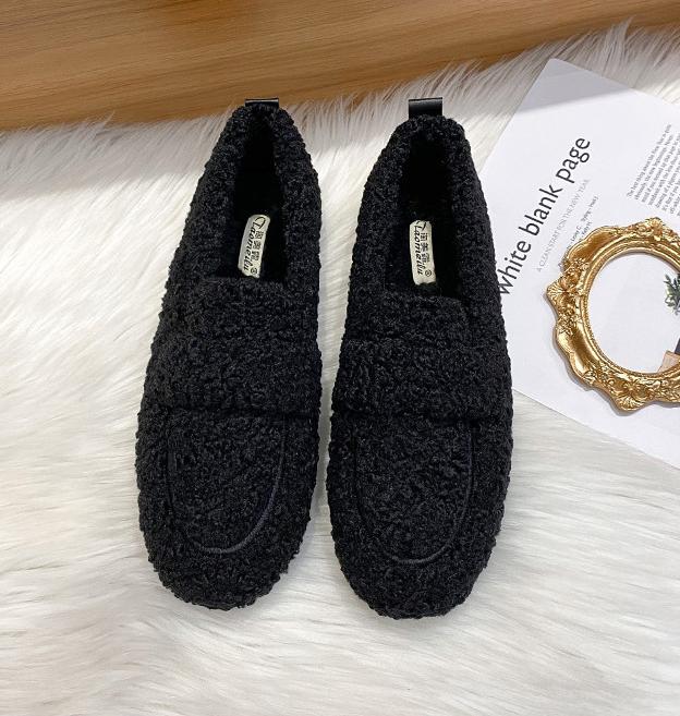 Women Fur Boots Cotton Slippers Women Winter New Style Bag Heel Home Warm Non Slip Plush Cotton Shoes For Women Wearing Outside