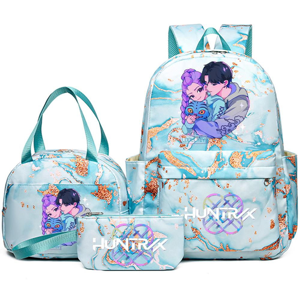 3 szt./zestaw Plecak z nadrukiem Anime Kpop z torebką i piórnikiem dla nastolatka, studenta, dziewczyny, chłopca, wodoodporna torba podróżna Mochila