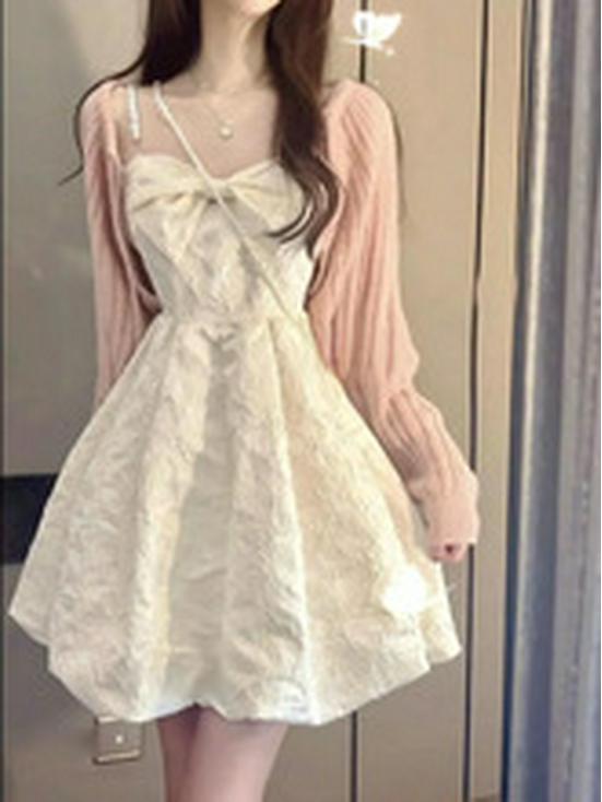 French Style Petite Waist Square Neck Cap Sleeve Dress for Women - Slimming Summer Short Dress