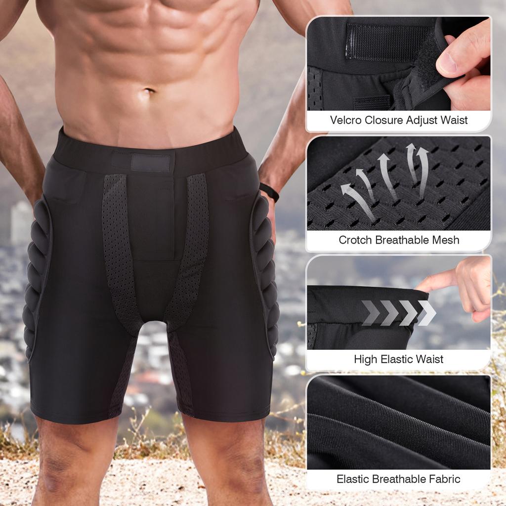 Protective Padded Shorts for Adults Upgraded Thickened 15mm Breathable Hip Butt Tailbone Impact Protection Pads for