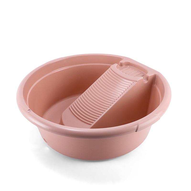 Integrated Washbasin with Drain Pipe & Washboard - Ideal for Dormitories & Homes 59cm Diameter, 19cm Height, without Drain Pipe розовый