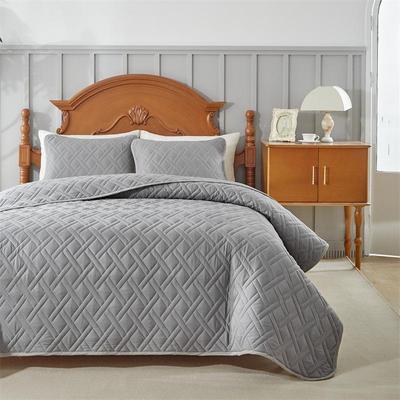 Foreign Trade Solid Color Washed Cotton Quilt Set - Double-Sided Brushed Bedding, European and American Style, Summer Edition (264*229)