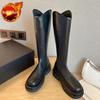Fashion Autumn Winter Leather Mid Calf Shoes Woman Trend 2025 Novelty Hot Footwear Waterproof Large Size Warm Half High Boots for Women
