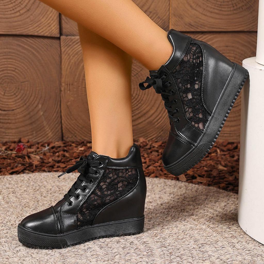 Women's Wedge Heel Lace Breathable Lace Up Shoes Fashionable Flat Soled Outdoor Casual Shoes Home Sandals for Women
