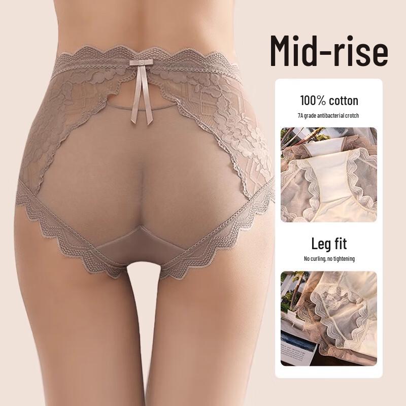 FitonTon Women's 2-Pack Sexy French Lace Sheer Briefs