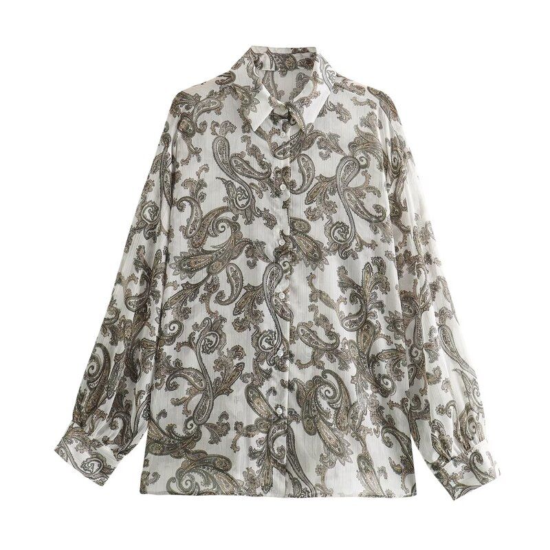 2024 Spring New Arrival Fashion Style Women's Clothing Casual Loose Paisley Print Shirt Tops 2298056 330