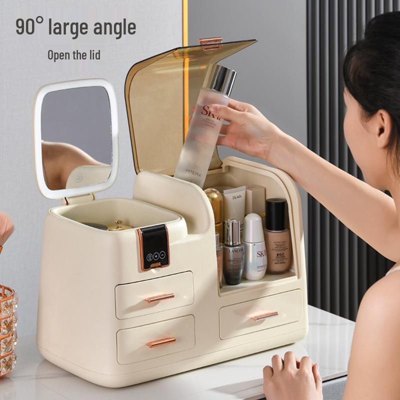 High-End LED Spiegel Kosmetik Aufbewahrungsbox für Hautpflege und Lippenstift Präsentation