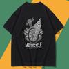 Camiseta Motorcycle Racing Club T-Shirt Winged Wheel Skeleton Wrench Tee Biker Garage Top Camisa Cotton Man Shirts