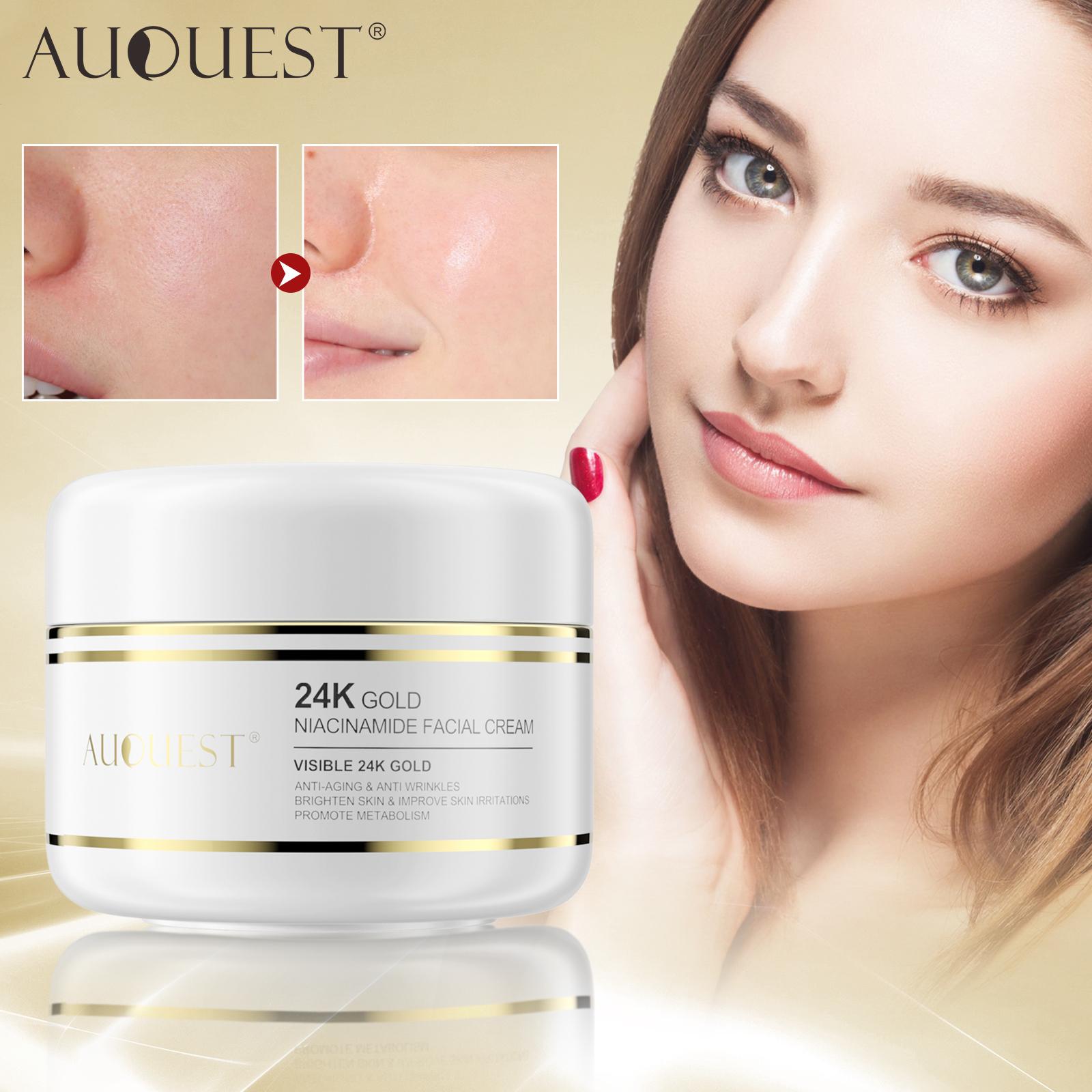 

AuQuest Крем для лица против морщин с ниацинамидом 24K, увлажняющий, антивозрастной, осветляющий крем для лица, 50 г