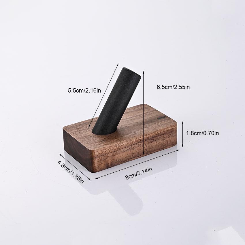 Walnut Bathroom Wall-Mounted No-Drill Adhesive Hook, Solid Wood & Space Aluminum