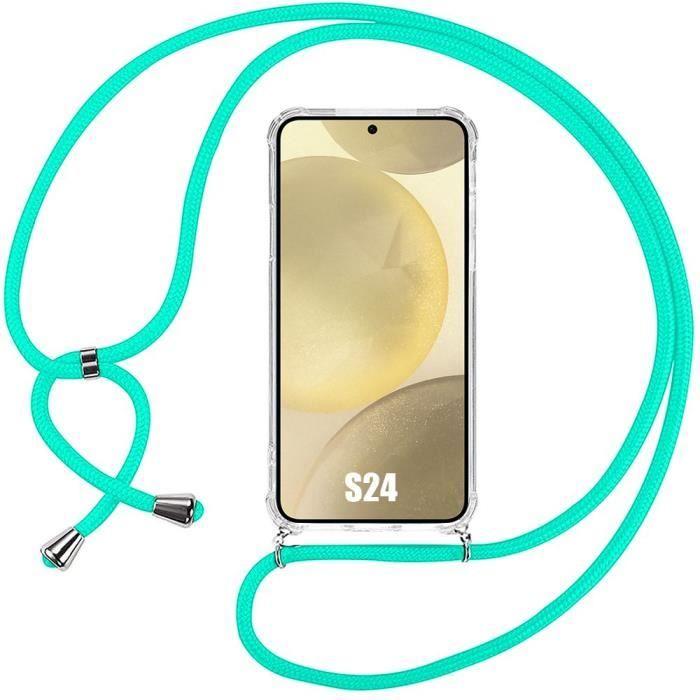 Coque de protection - Booling - pour Samsung Galaxy S24 - Antichoc - Souple - Cordon turquoise