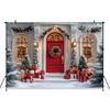 Mocsicka Christmas Photography Backgrounds Xmas Tree Decor Family Festival Party Photo Backdrops Winter Snow Door Pattern Banner