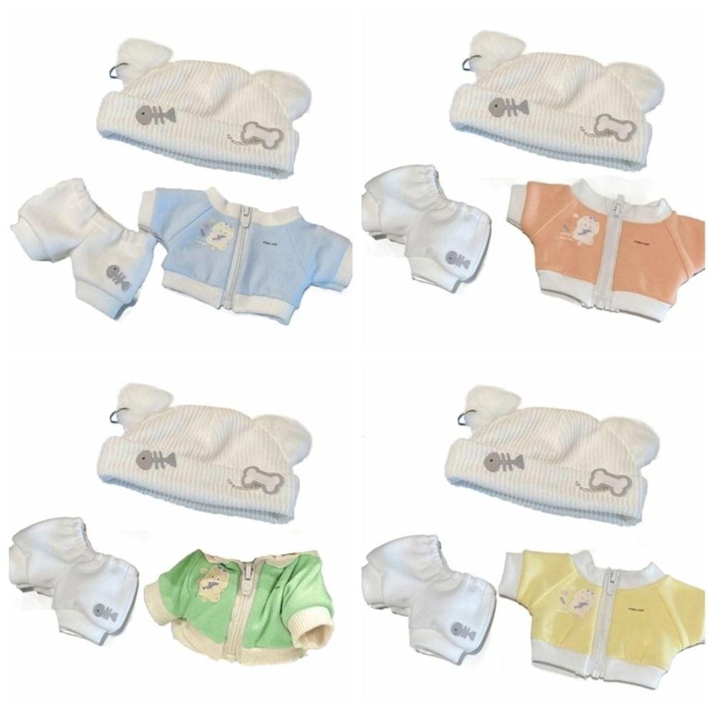 Cat Jacket 20cm Cotton Doll's Clothes Fishbone Pants Cotton Doll Outfit Multi Color Cute Hat Doll Clothes Set Kids Girls Toys