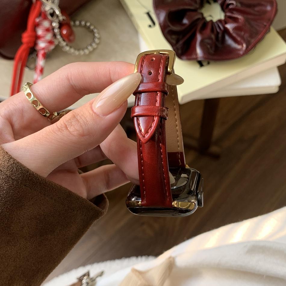 

Luxury Oiled Calfskin Leather Bracelet For Apple Watch Band Series 11/10/9/8/7/6/5/Ultra iWatch Strap 49/46/45/44/42/41/40/38mm 42 44 45 46 49MM