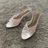 String-Netz-Stickerei Slingback High Heels Damen Sexy Peep-Toe Sandalen mit Absatz Sommer Elegante Designerschuhe