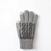 Knitted Gloves for Men Autumn and Winter Jacquard Split Finger Yarn Gloves with Thick Velvet and Warm Touch Screen Gloves