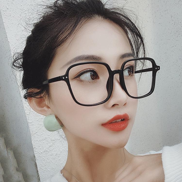 Big Size Eye Glasses Frames Women Square Shape Blue Light Blocking Glasses Women Fashion Trendy Decorative Glass