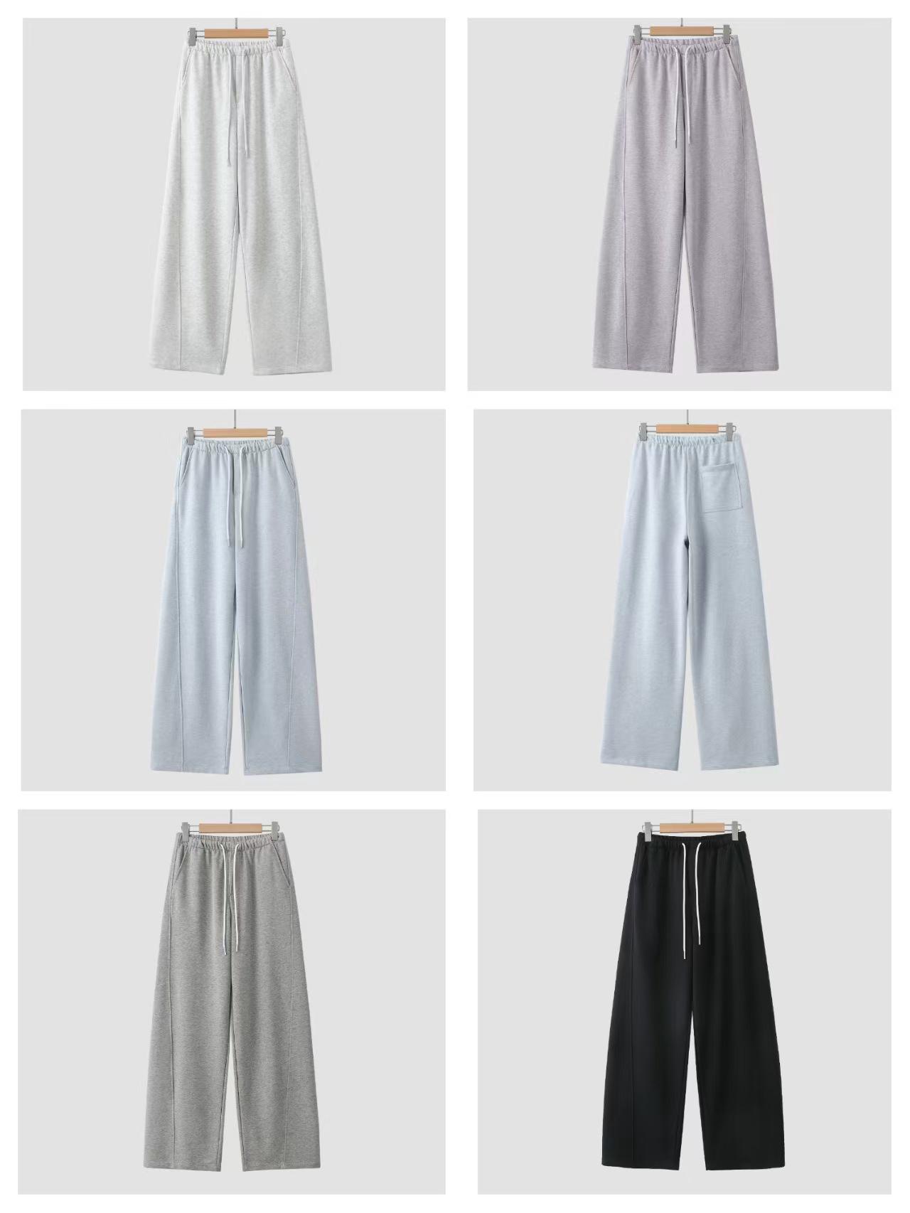 

Unisex Floral Yarn Drawstring Wide-Leg Cotton Pants - Versatile Spring/Summer Sweatpants Large