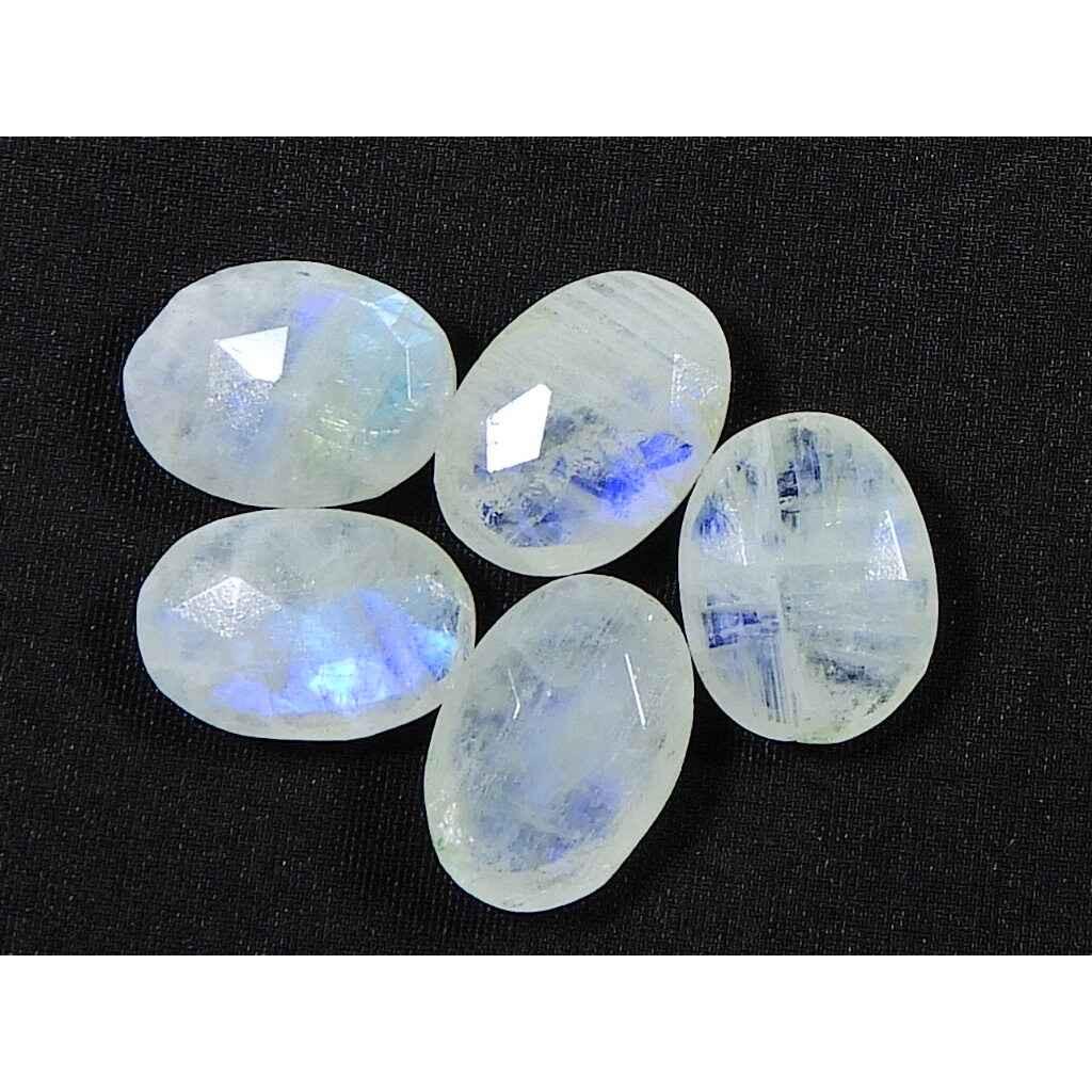 10X14 MM Natural Rainbow Moonstone Briolite oval Faceted Gemstone 5 Pcs Lot RML-959