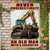Vintage Metal Sign Humorous Old Man with Excavator Iron Material   Multipurpose Wall Hanging Use Without Electricity for
