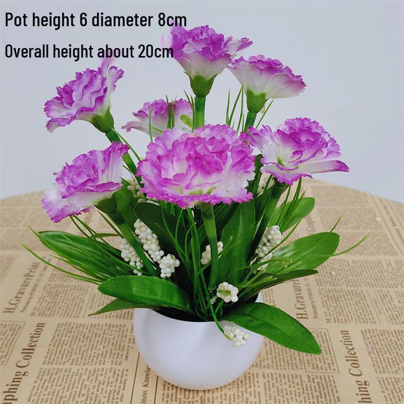 Small Silk Carnation Decorative Flower In Pot for Living Room, Coffee Table, or Dining Table Arrangement