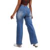 2023 Women's High Waist Ripped Jeans: European & American Style, High Stretch, Loose Straight Leg